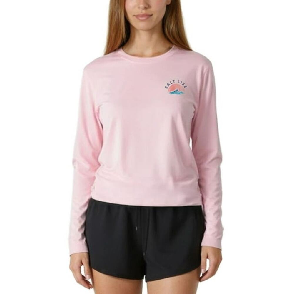 Salt Life Women's Long Sleeve Regular Fit Lightweight L Crew Neck UV Logo Tee